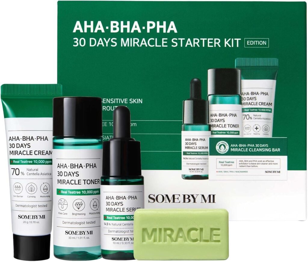 AHA/BHA/PHA Some By Mi 30 Days Miracle Starter Kit (Soap+Toner+Serum+Cream)