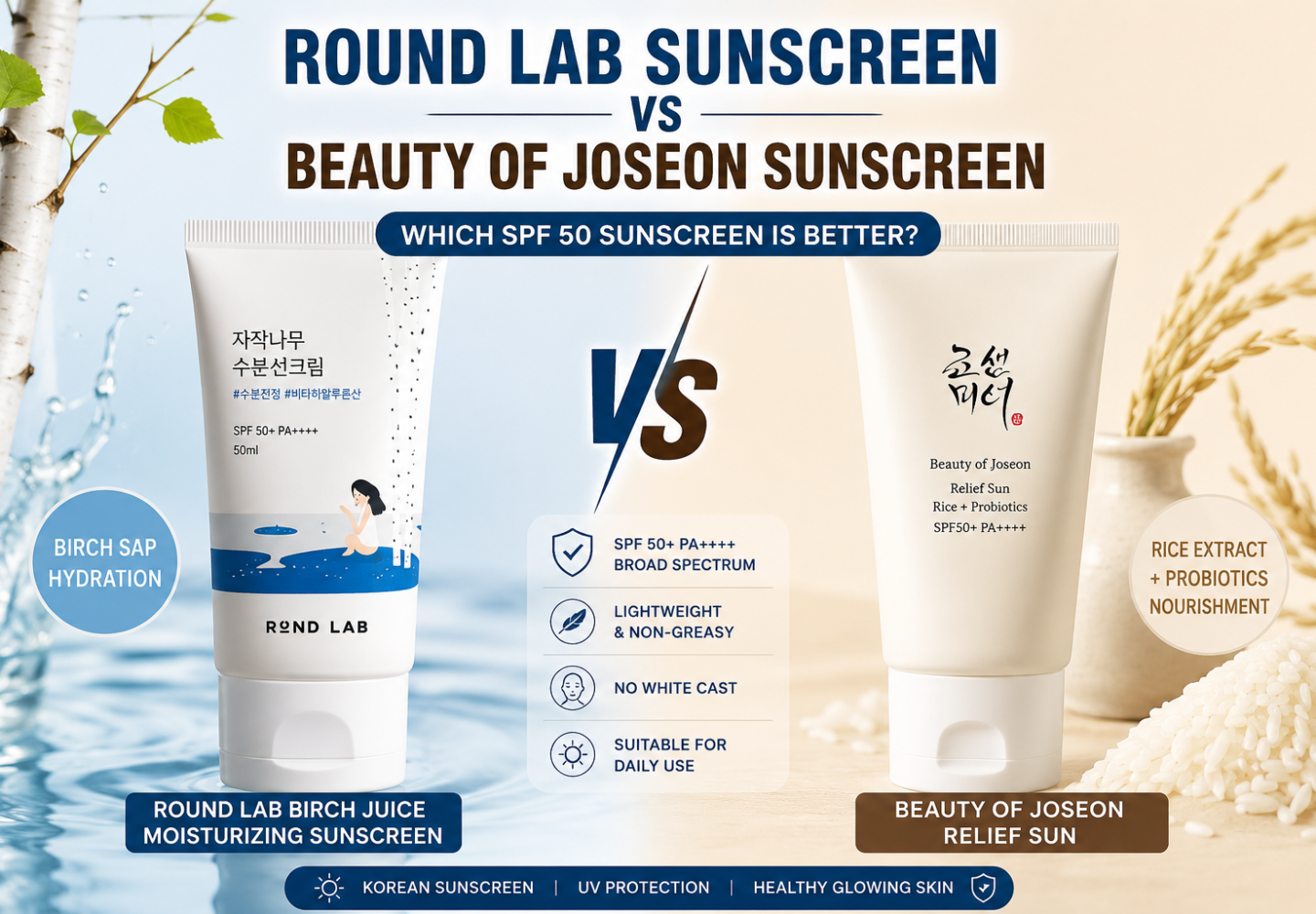 Round Lab Sunscreen vs Beauty of Joseon Sunscreen