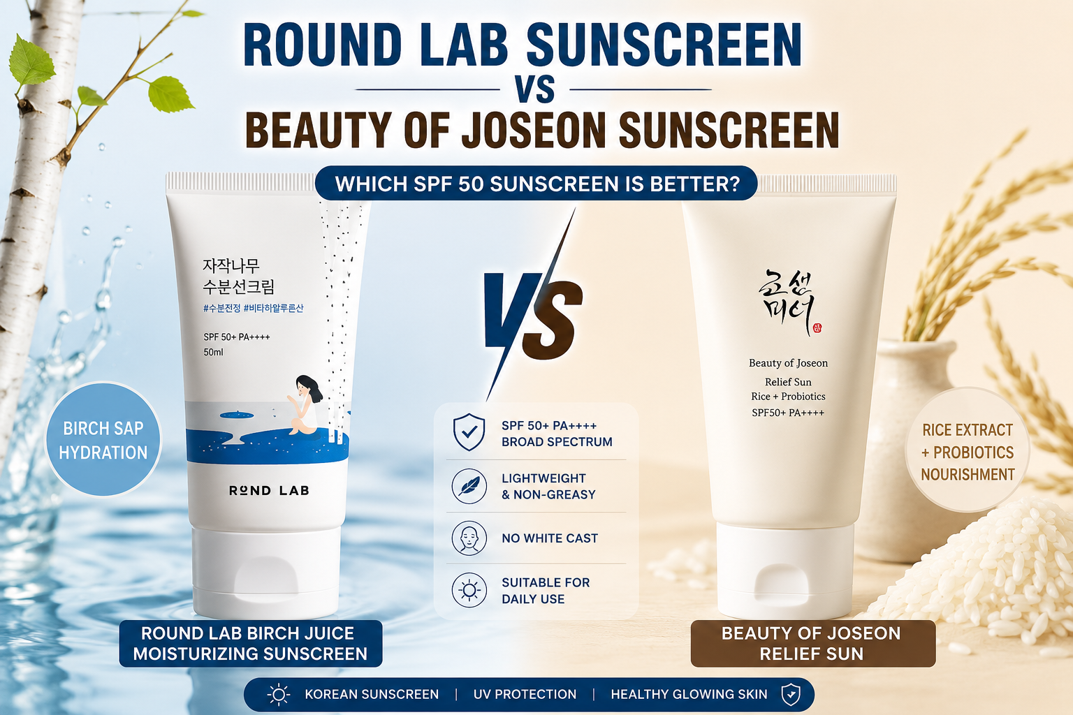Round Lab Sunscreen vs Beauty of Joseon Sunscreen
